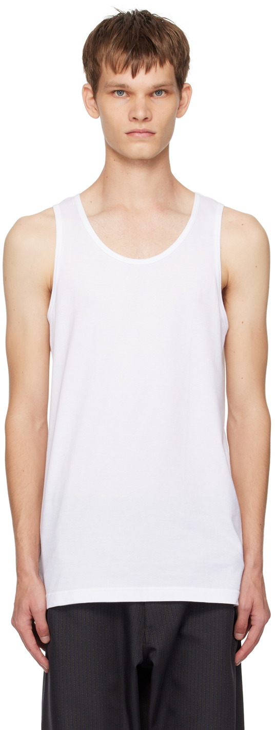 Shop Comme Des Garçons Shirt White Scoop Neck Tank Top In 4 White