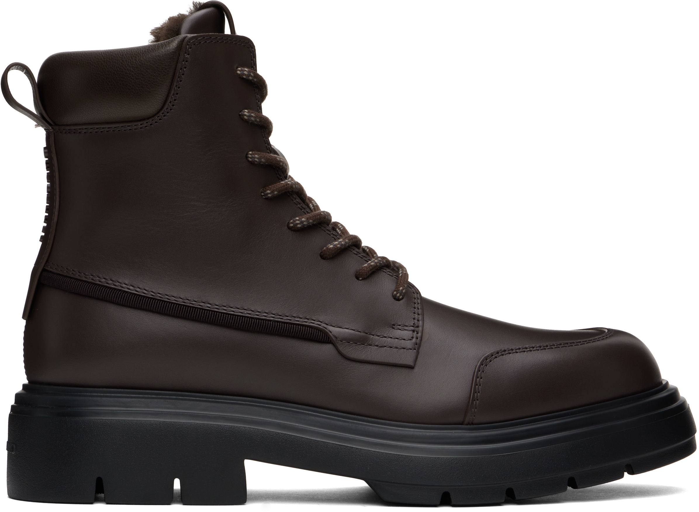 Ferragamo Brown Maxi-tongue Combat Boots In T. Moro