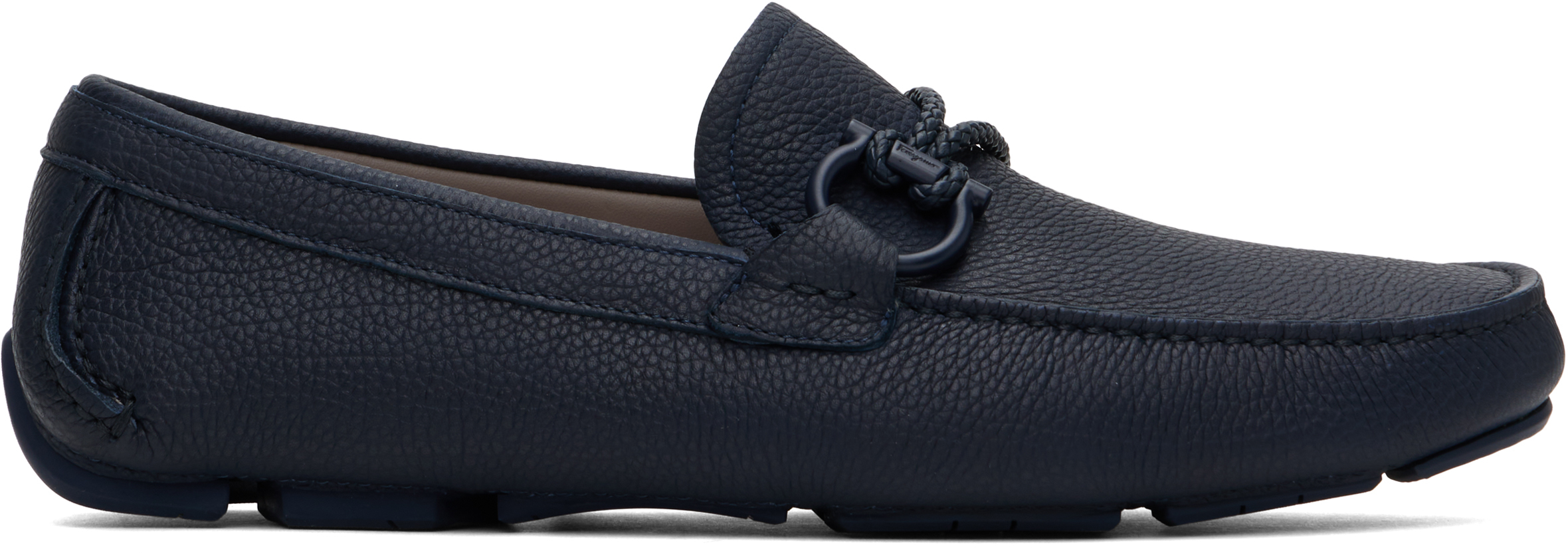 Ferragamo Navy Driver Loafers In Bluemarine