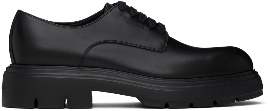 Shop Ferragamo Black Chunky Lace Up Derbys In Nero