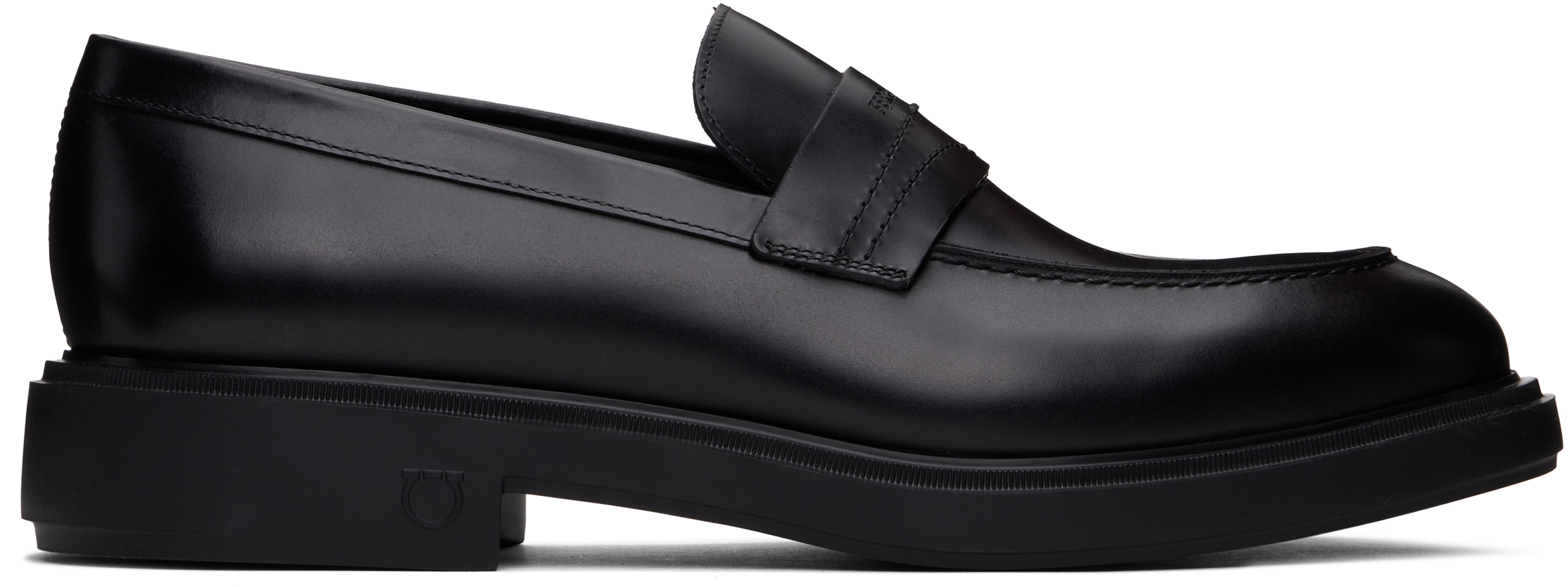 Shop Ferragamo Black Penny Loafers In Nero