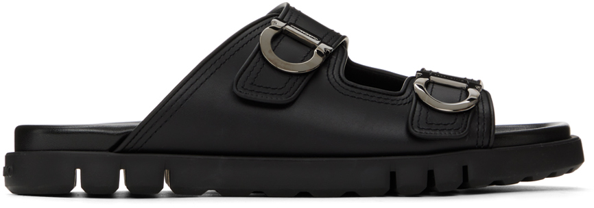 Black Double-Strap Sandals