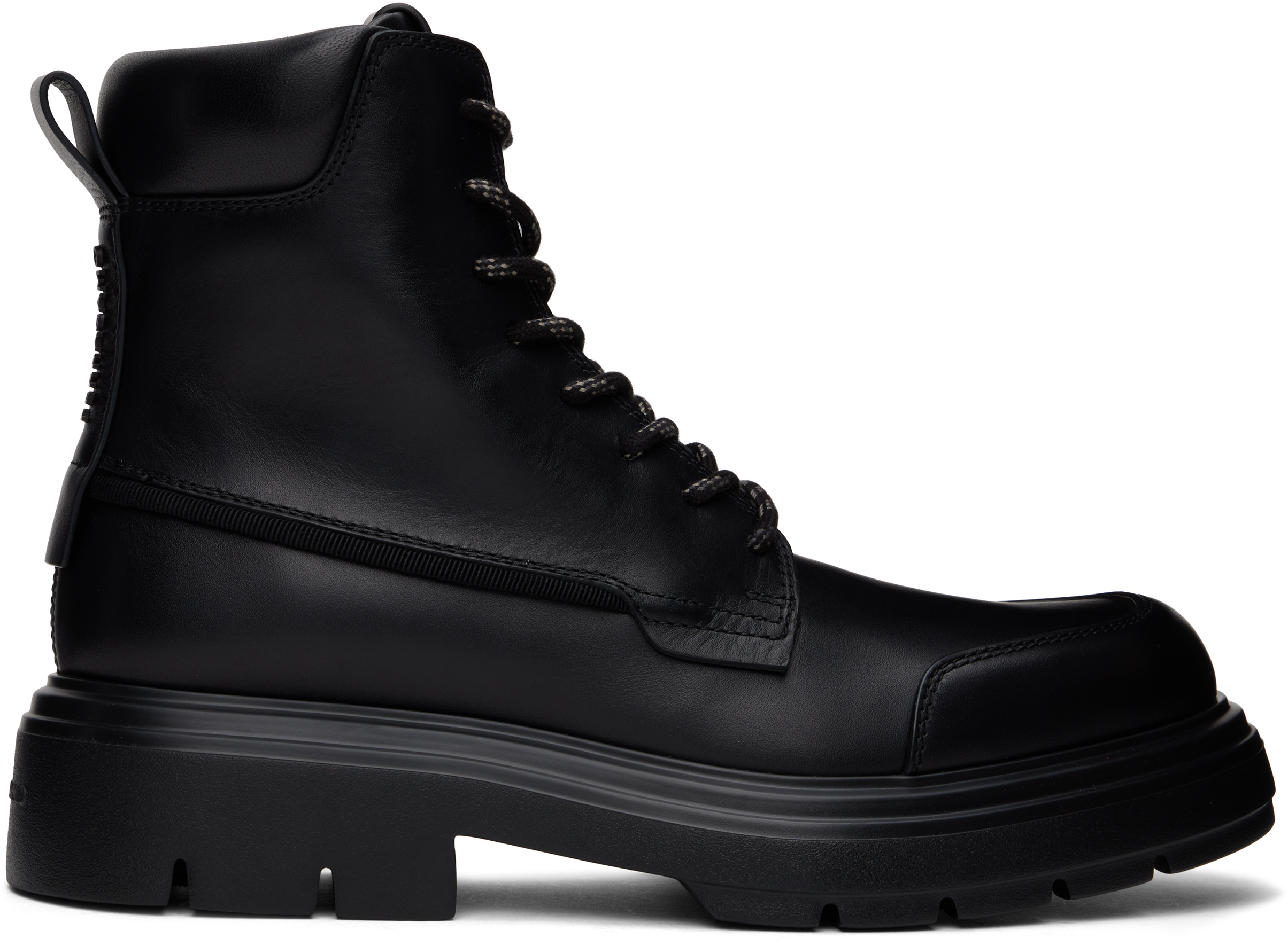 Ferragamo ブラック Maxi-Tongue コンバットブーツ Black Maxi-Tongue Combat Boots by Ferragamo on Sale