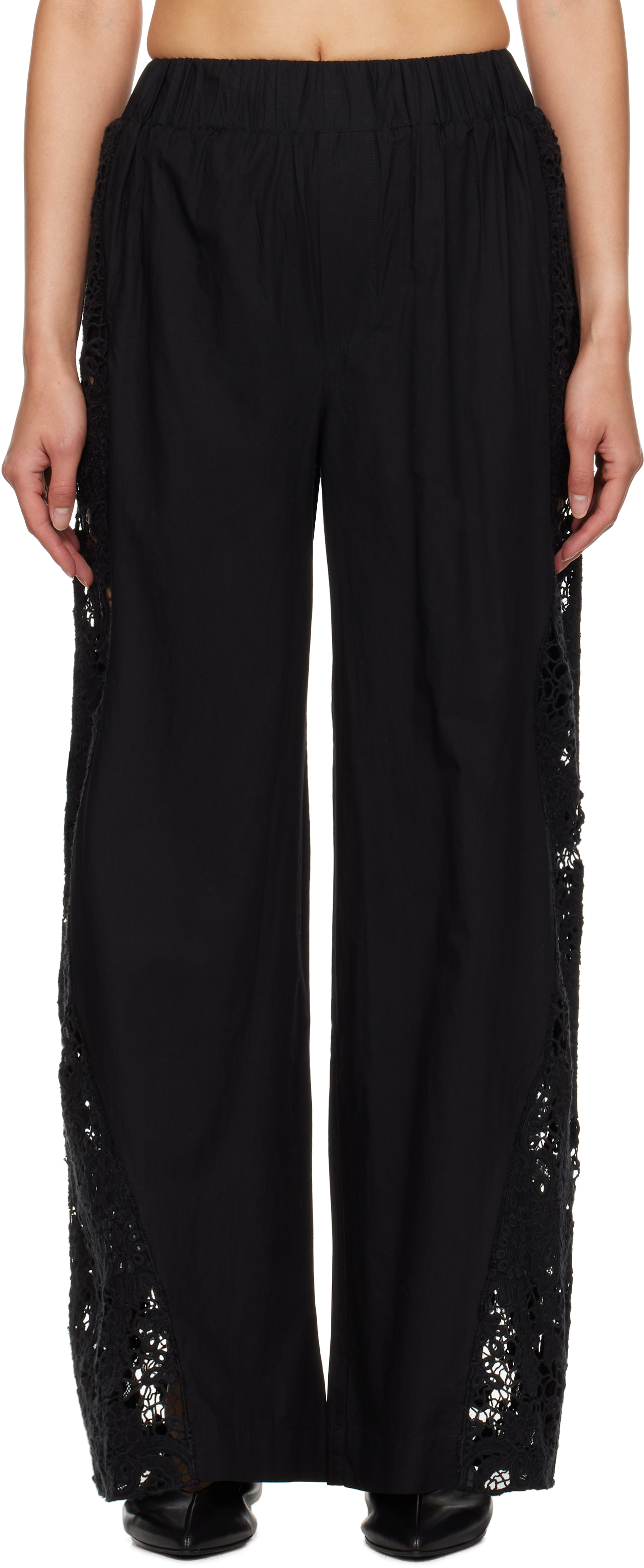 Black Sabine Embroidery Lounge Pants