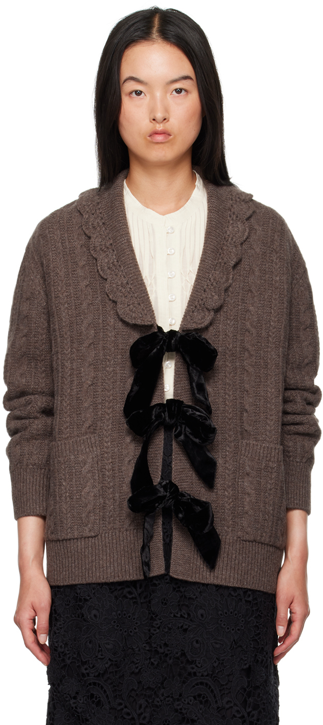 Shop Sea Ny Brown Mariella Cardigan In Moss