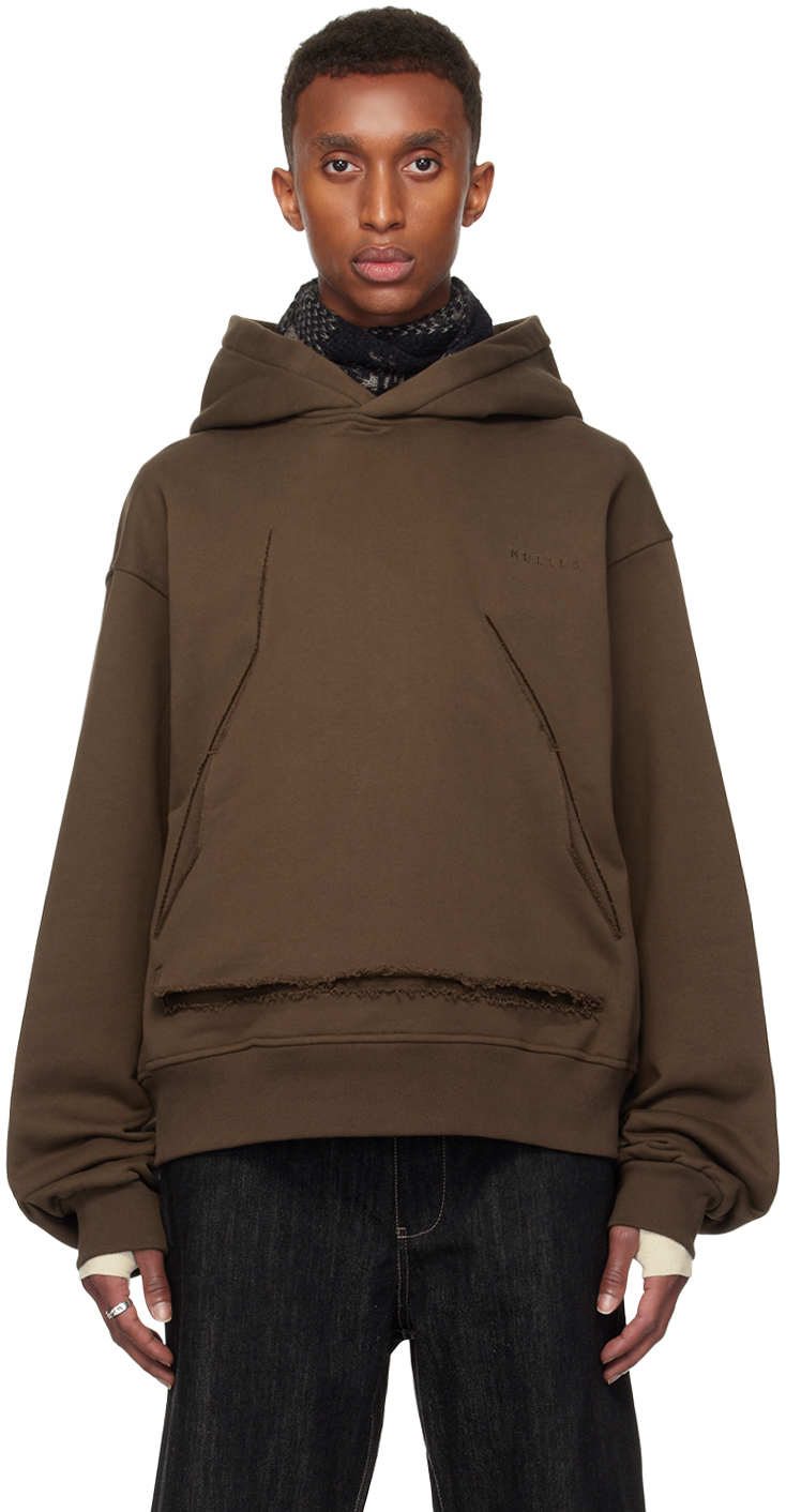 Brown Slit Cut Hoodie