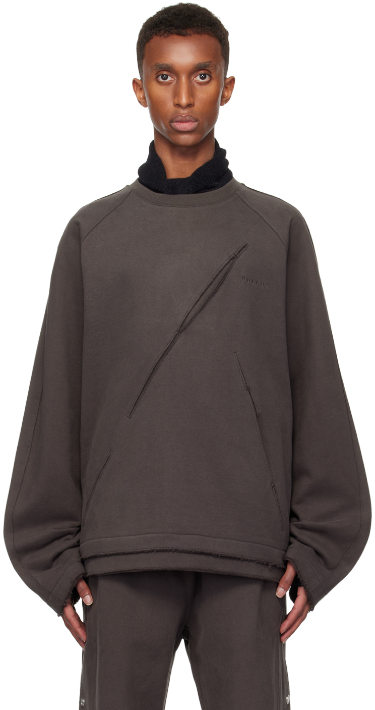 Shop Nullus Studios Gray Diagonal Slit Sweater In Iron Grey