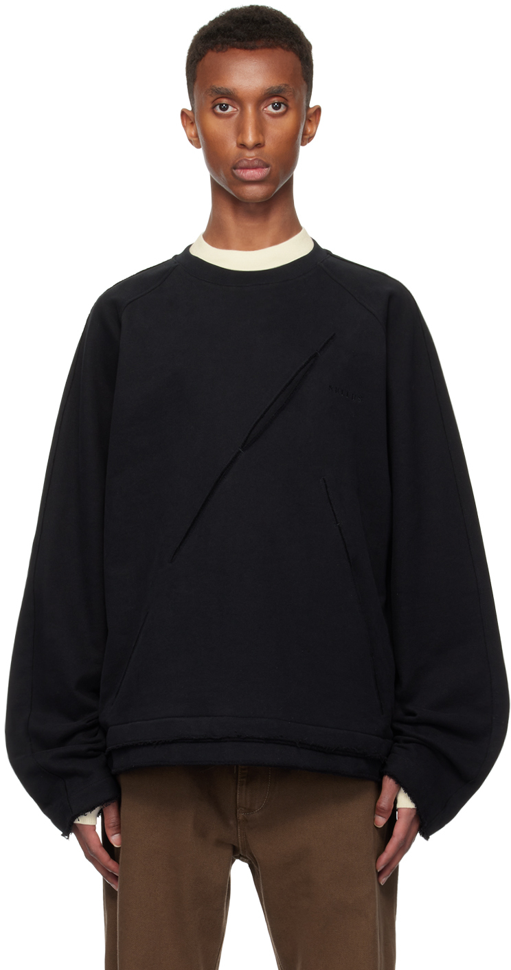 SSENSE Exclusive Black Diagonal Slit Sweatshirt