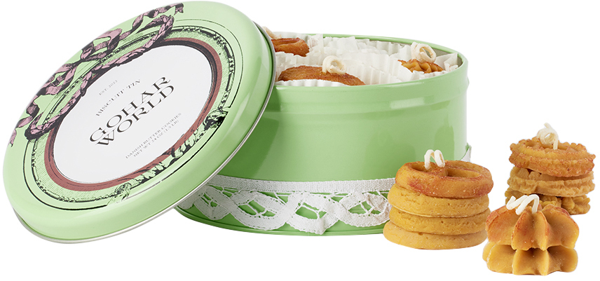Gohar Green & Beige ' World' Biscuit Tin Candle Set, 6 Pcs In Tbc