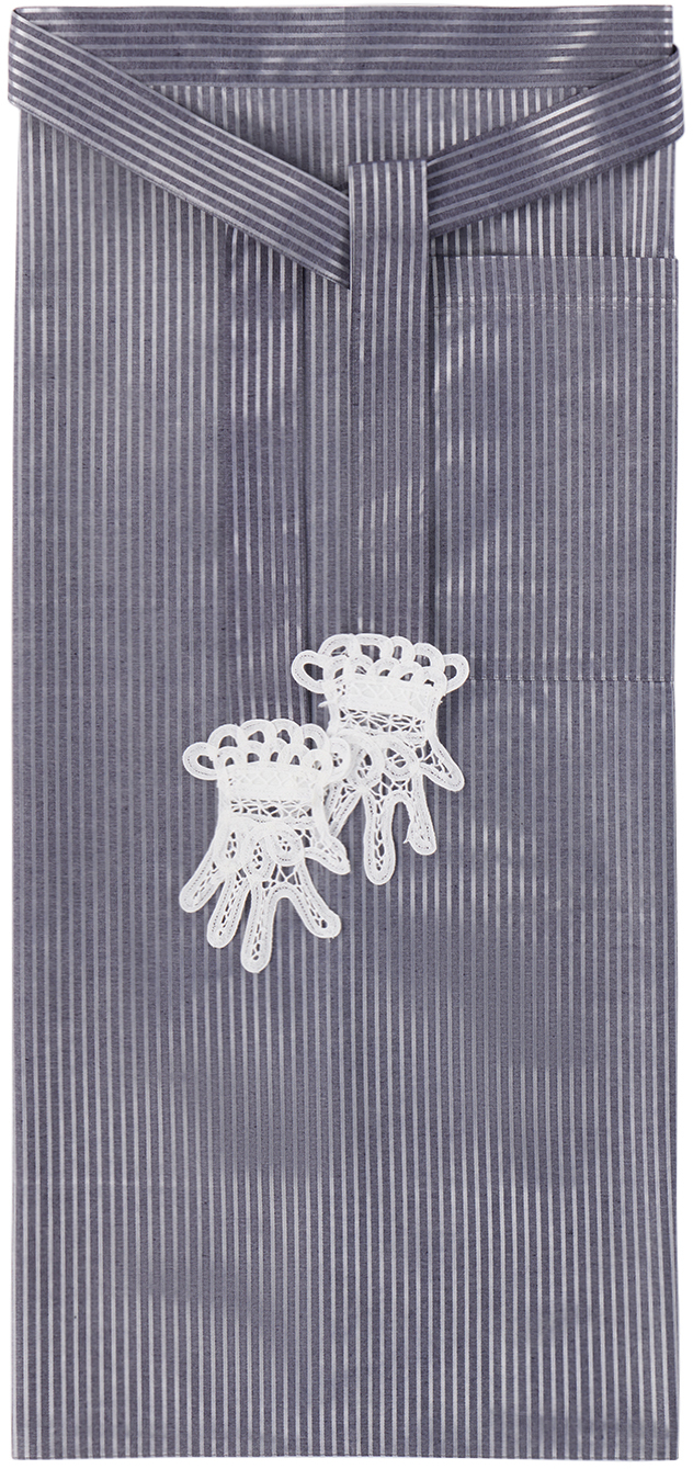 Shop Gohar World ネイビー Lace Hands エプロン In De (denim)