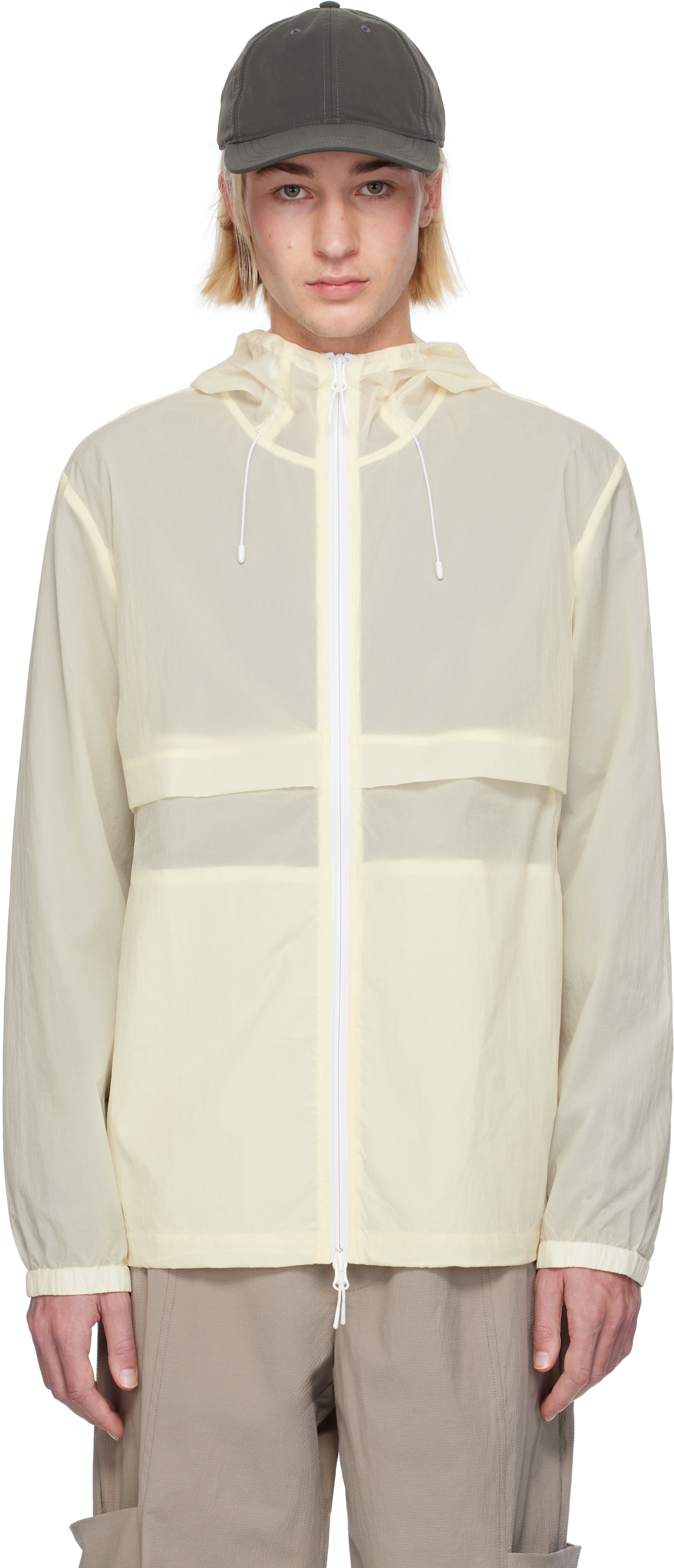 Shop J Eongl I Yellow Camouflage Lasercut Windbreaker In Ivory