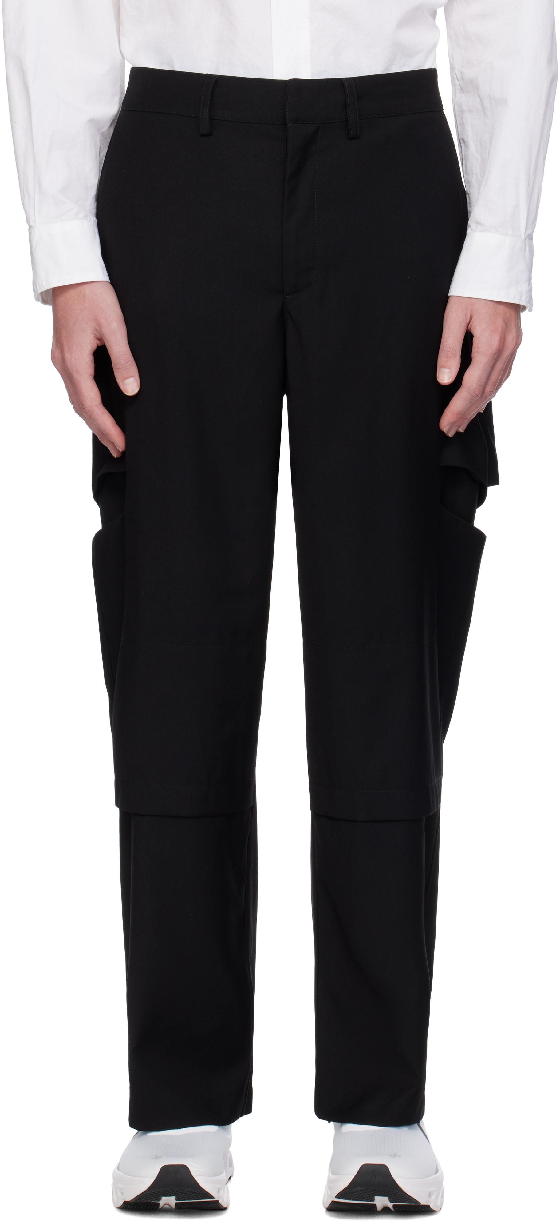 Black Overlap Cargo Pants