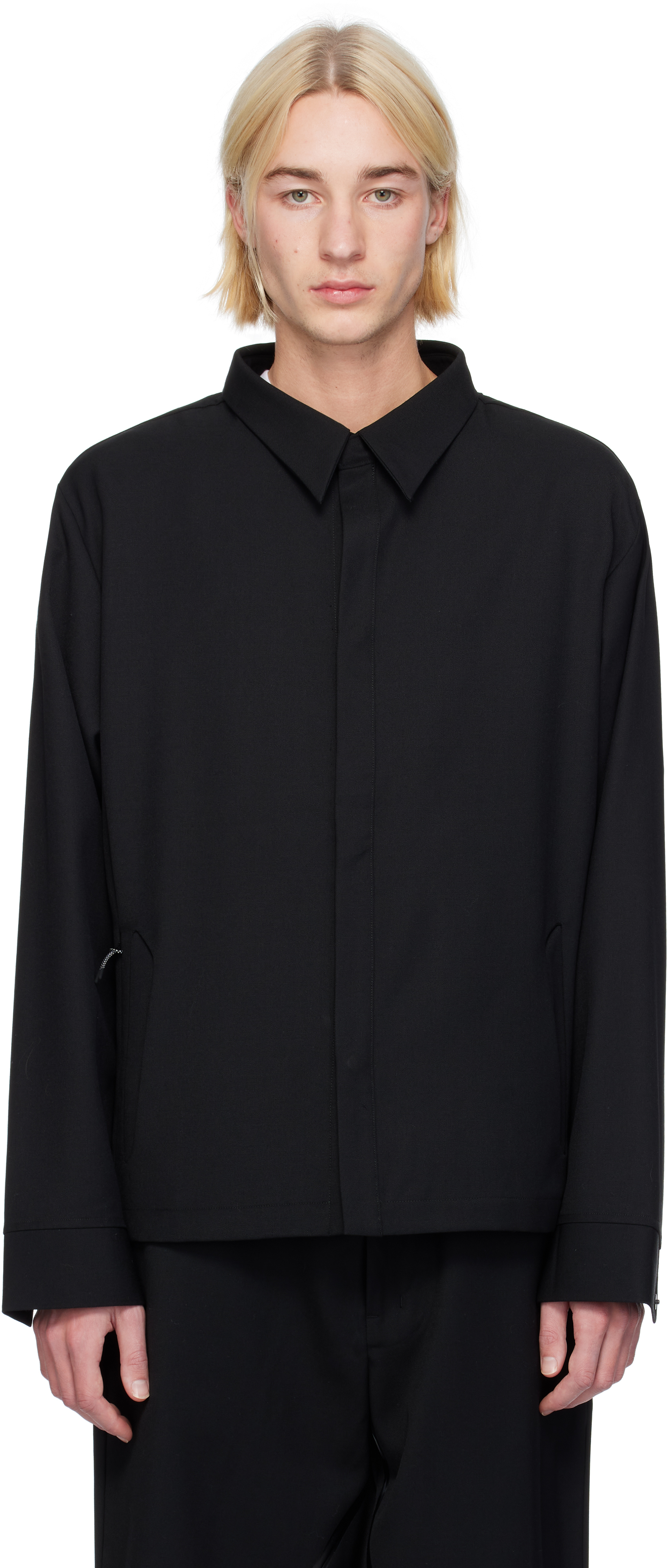 Shop J Eongl I Black Wool Overshirt