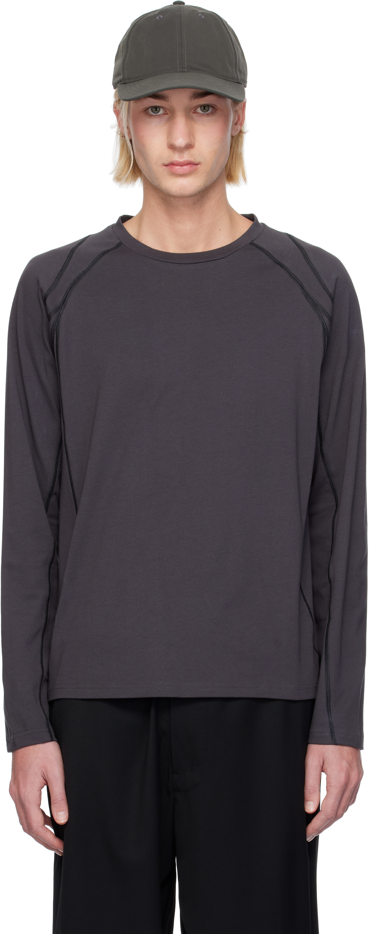 【関税込み】J EONGL I Tシャツ J EONGL IのSSENSE 日本限定 グレー コントラストステッチ T
