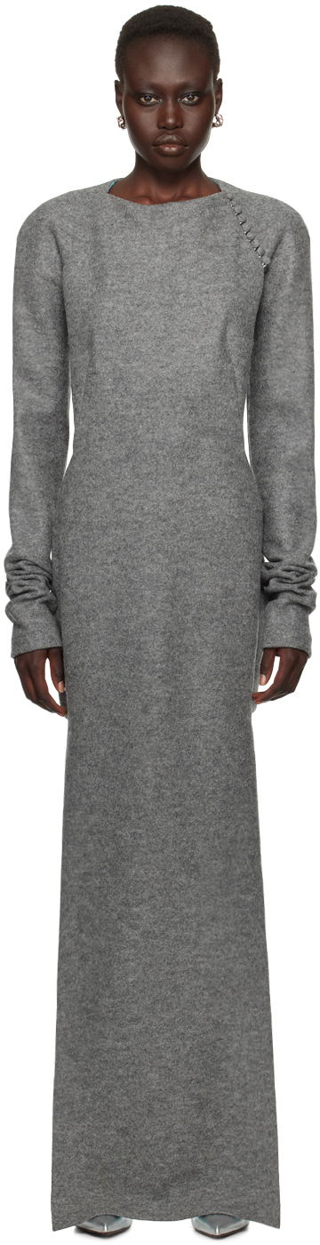 Shop Julie Kegels Ssense Exclusive Gray Dahlia Maxi Dress In Grey