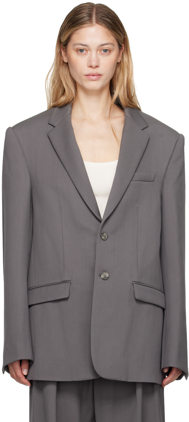 Shop Wardrobe.nyc Gray Oversize Blazer In Slate