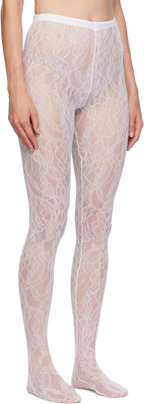 Wardrobe.nyc Lace Tights In Off White