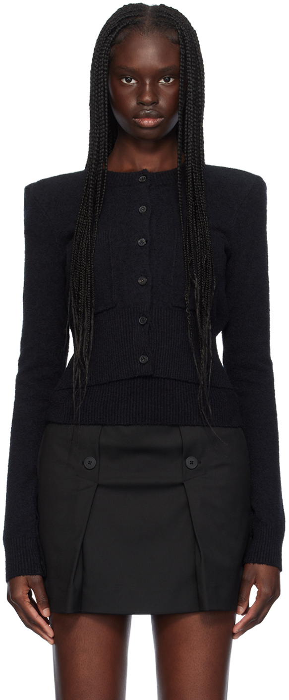 WARDROBE. NYC Black Padded Shoulder Cardigan