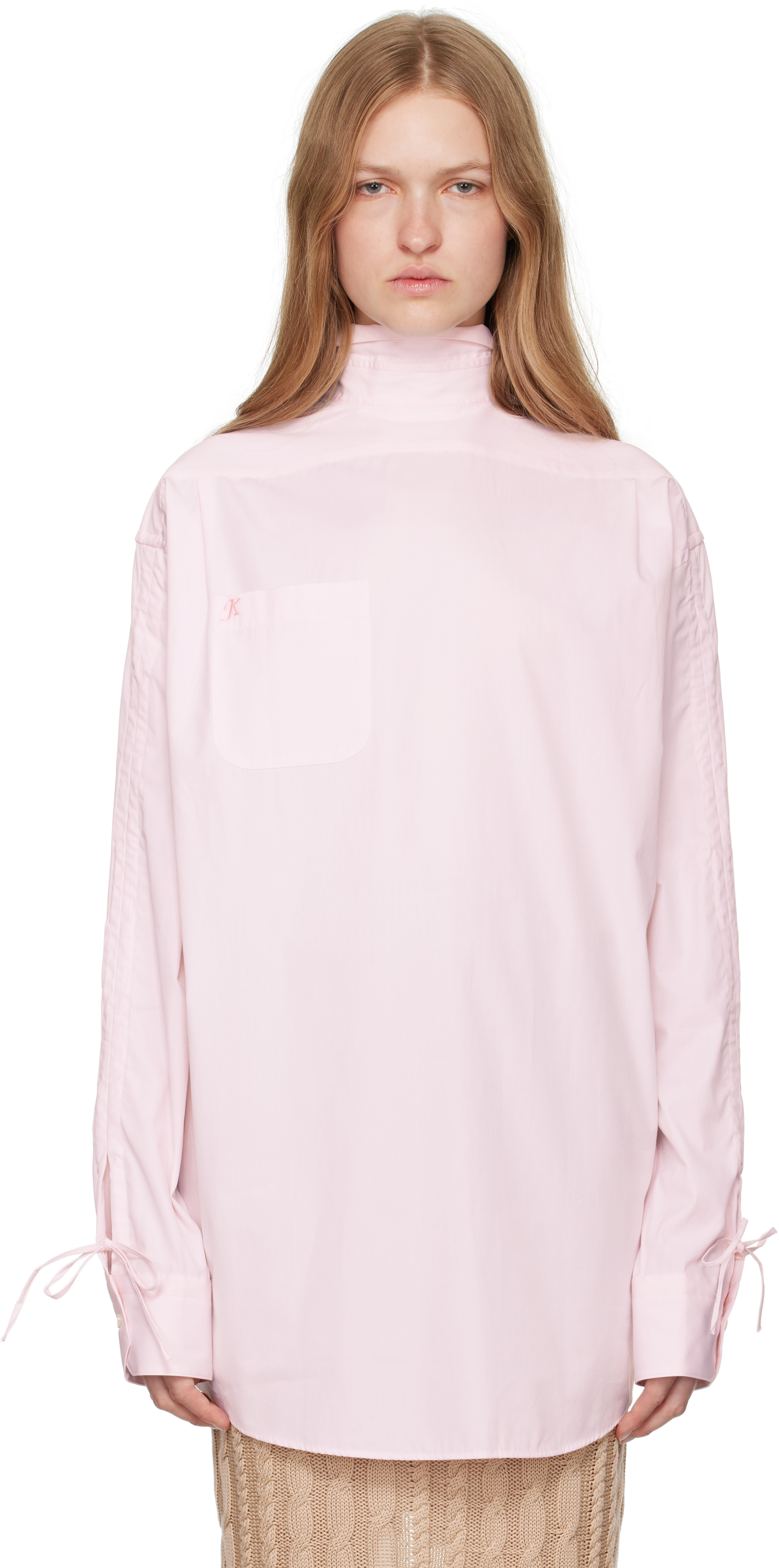 Shop Julie Kegels Ssense Exclusive Pink Celeste Inverted Shirt In Baby Pink