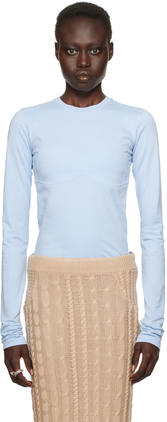 【関税込み】Julie Kegels SSENSE限定 ブルー Jinny 長袖Tシャツ Julie KegelsのSSENSE 日本限定 ブルー Jinny 長袖Tシャツがセール中
