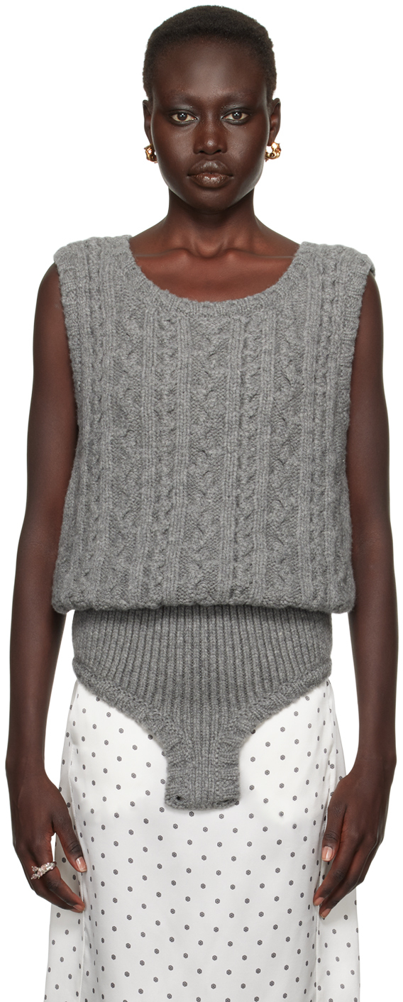 【関税込み】Julie Kegels SSENSE限定 グレー Katty ロンパース SSENSE Exclusive Gray Katty Bodysuit by Julie Kegels on Sale