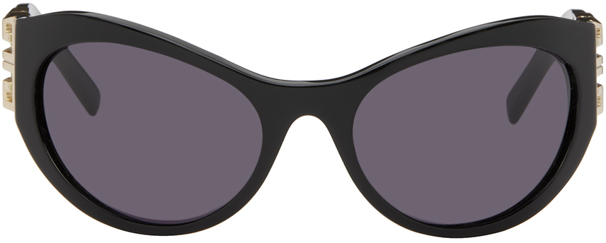 Shop Givenchy Black 4g Sunglasses In Shiny Black / Smoke