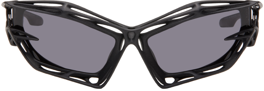 Shop Givenchy Black Giv Cut Cage Sunglasses In Matte Black / Smoke