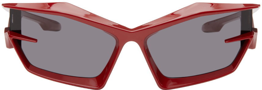 Shop Givenchy Red Giv Cut Sunglasses In Shiny Red / Smoke