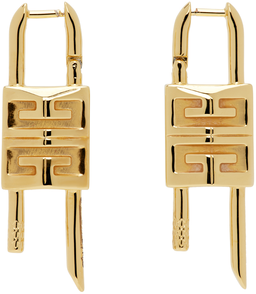 Gold Small Lock Earrings