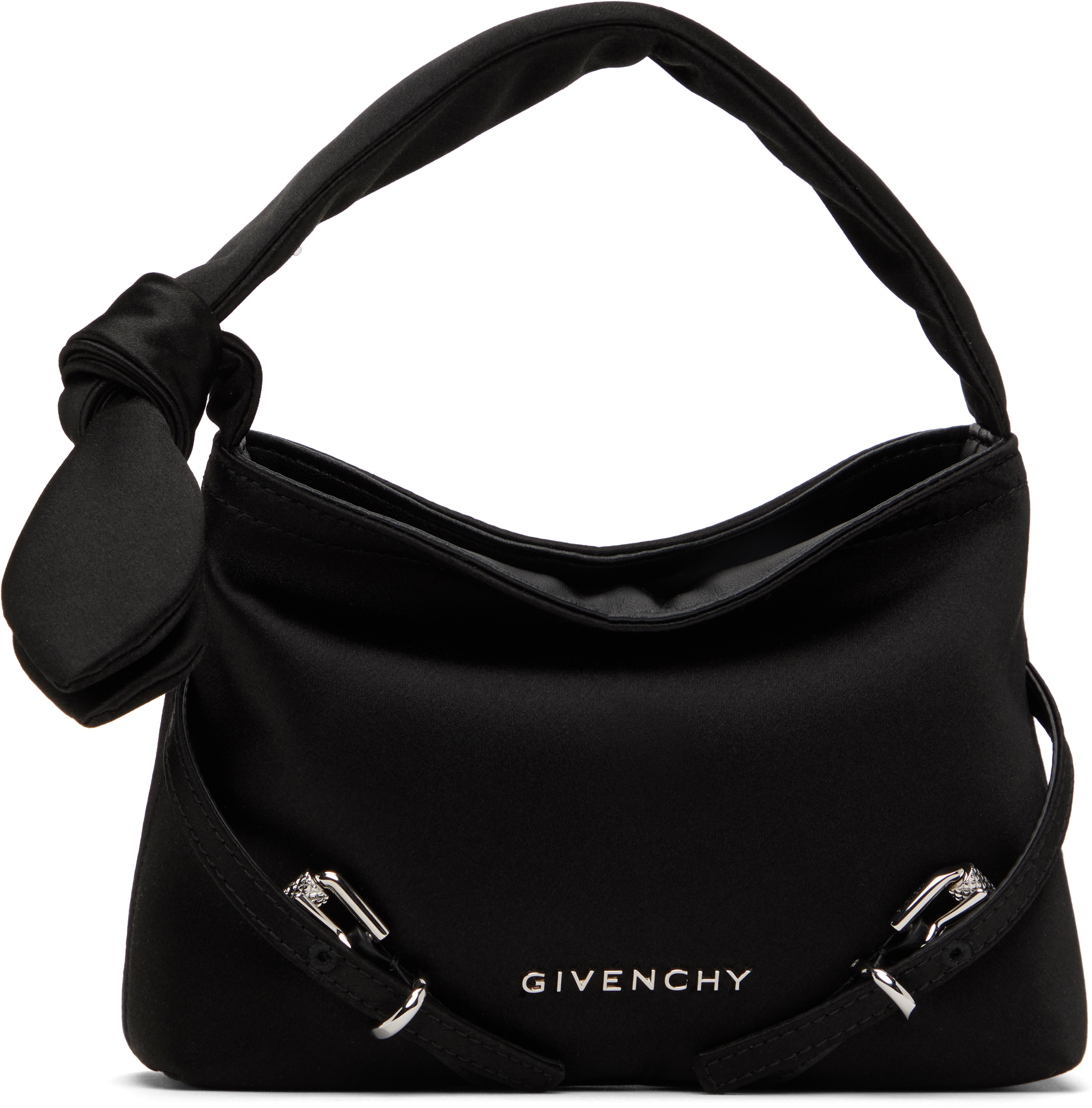 Black Satin Nano Voyou Bow Detail Bag