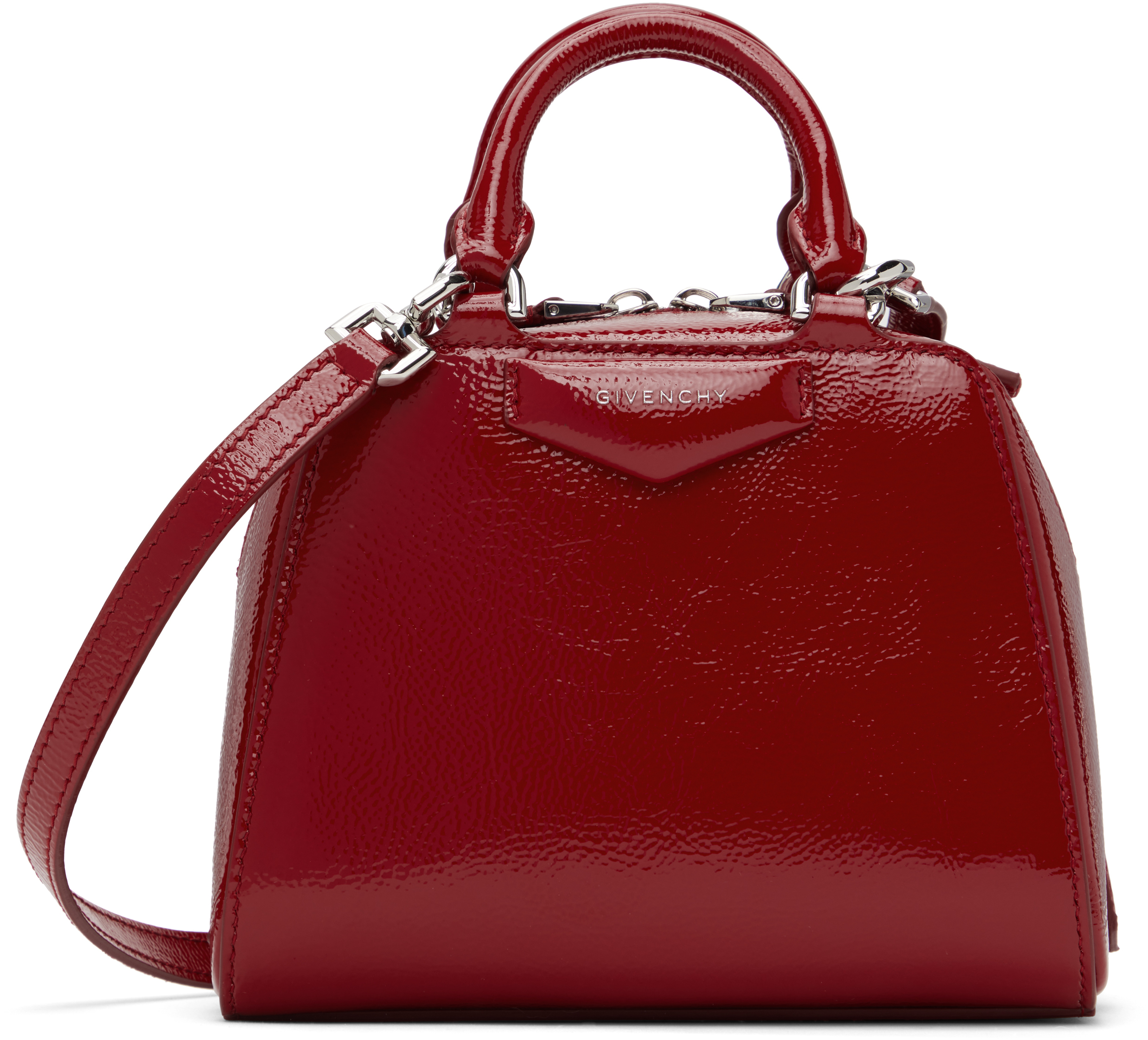 Givenchy Red Nano Antigona Cube Bag In Burgundy