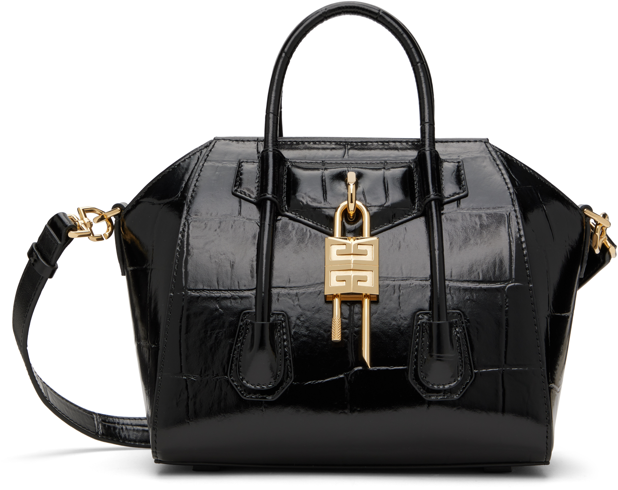 Shop Givenchy Black Mini Antigona Lock Bag In 001-black