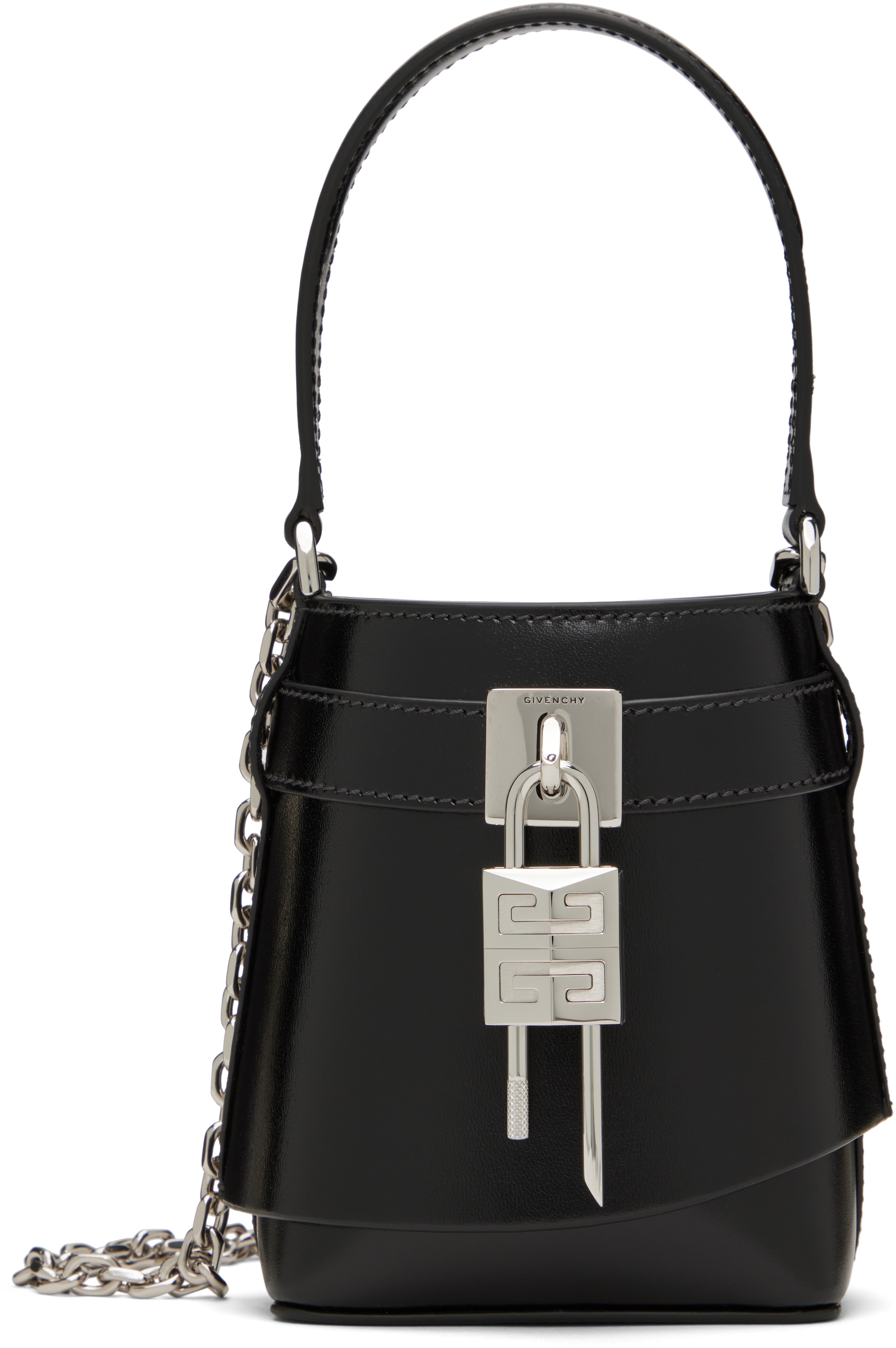 Shop Givenchy Black Micro Shark Lock Bucket Bag In 001-black