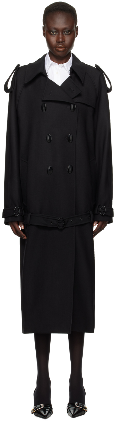 GIVENCHY BLACK OVERSIZED TRENCH COAT 