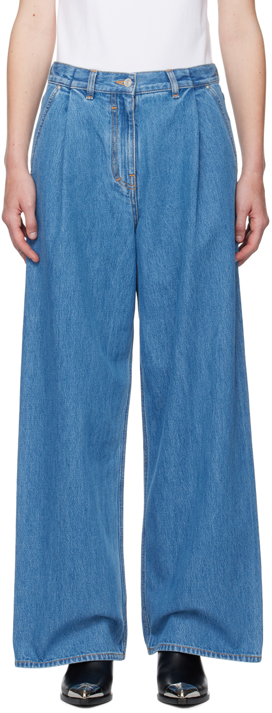 Shop Givenchy Blue Oversized Jeans In 402-deep Blue