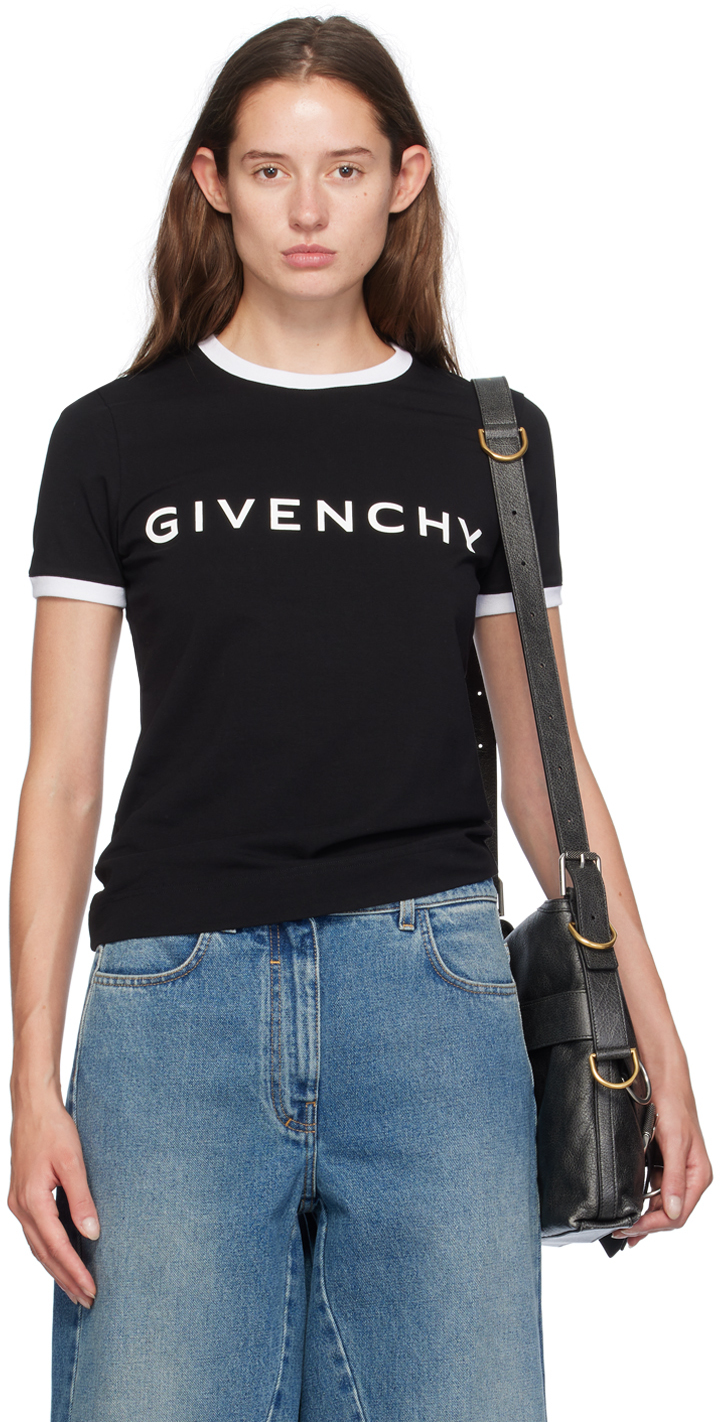 Shop Givenchy Black ' Archetype' T-shirt In 004-black/white