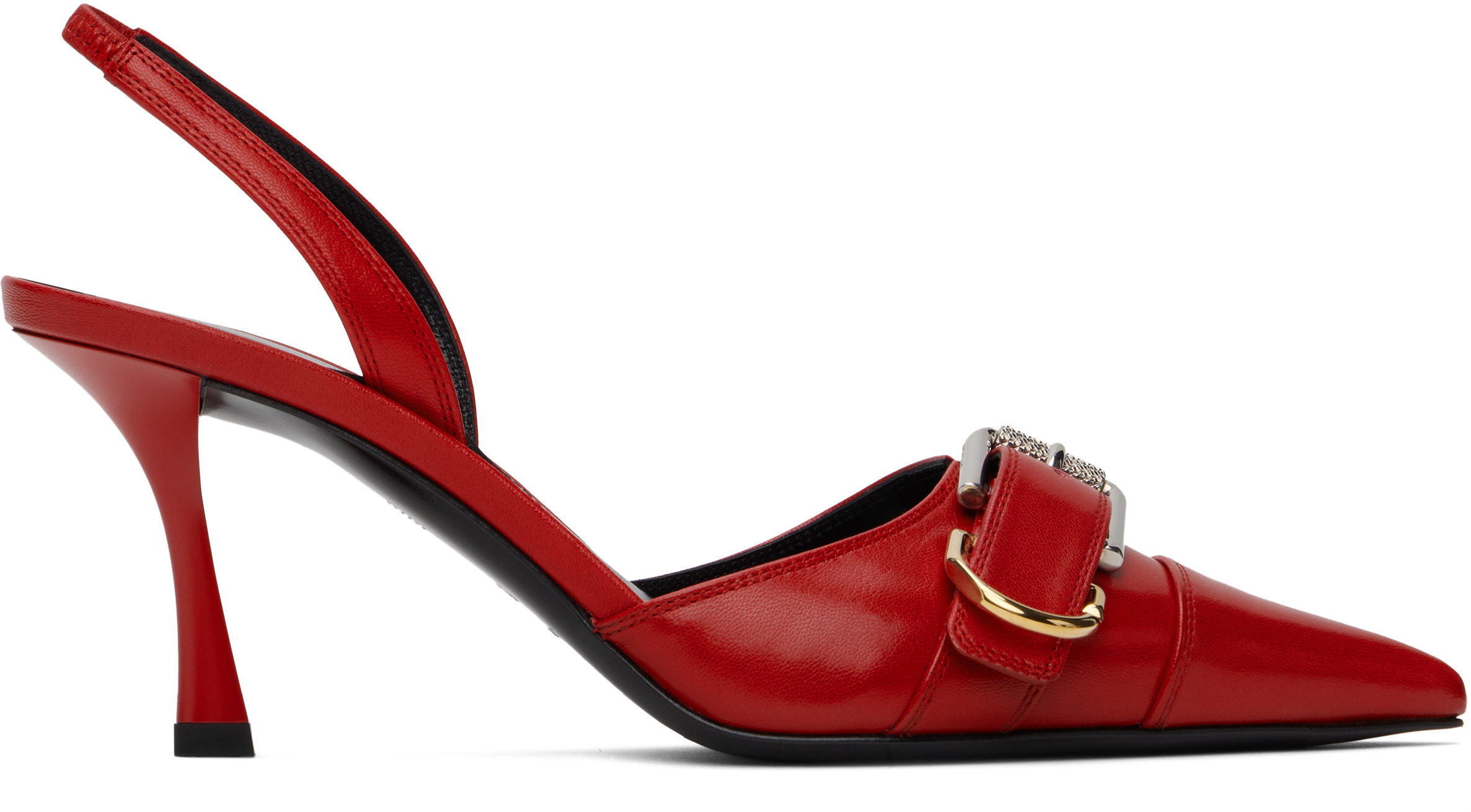 Shop Givenchy Red Voyou Slingback Heels In 600 Red