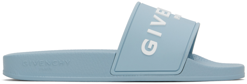 Shop Givenchy Blue Slide Flat Pool Slides In 450-sky Blue