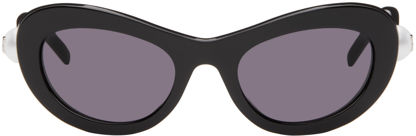 Shop Givenchy Black 4g Pearl Sunglasses In Matte Black / Smoke