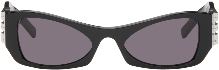 Shop Givenchy Black 4g Sunglasses In Shiny Black /smoke