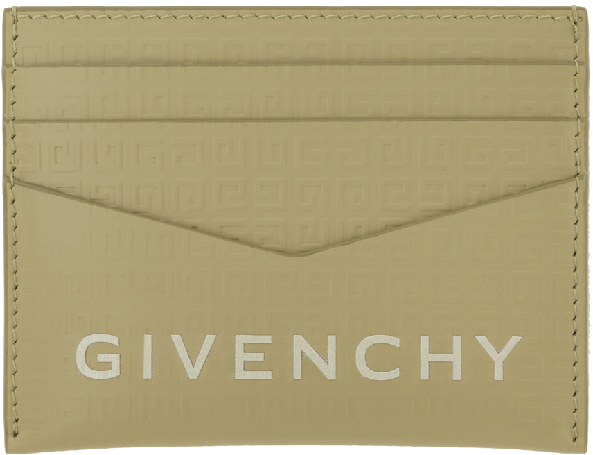 Givenchy Khaki 4g Micro Leather Card Holder In Brown
