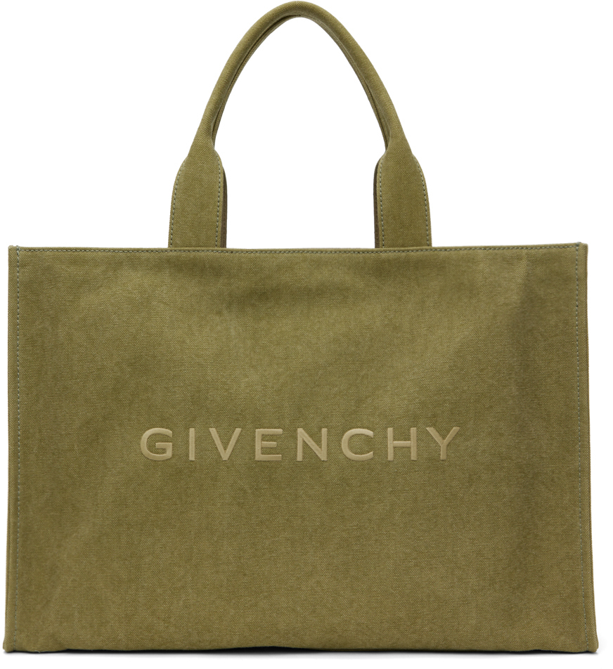 Shop Givenchy カーキ キャンバス トートバッグ In 305-khaki