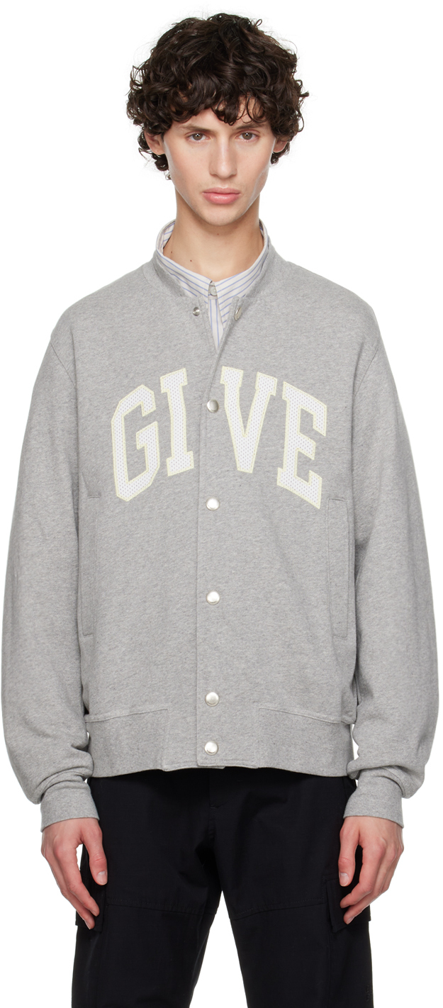 Shop Givenchy Gray Appliqué Bomber Jacket In 055 Light Grey