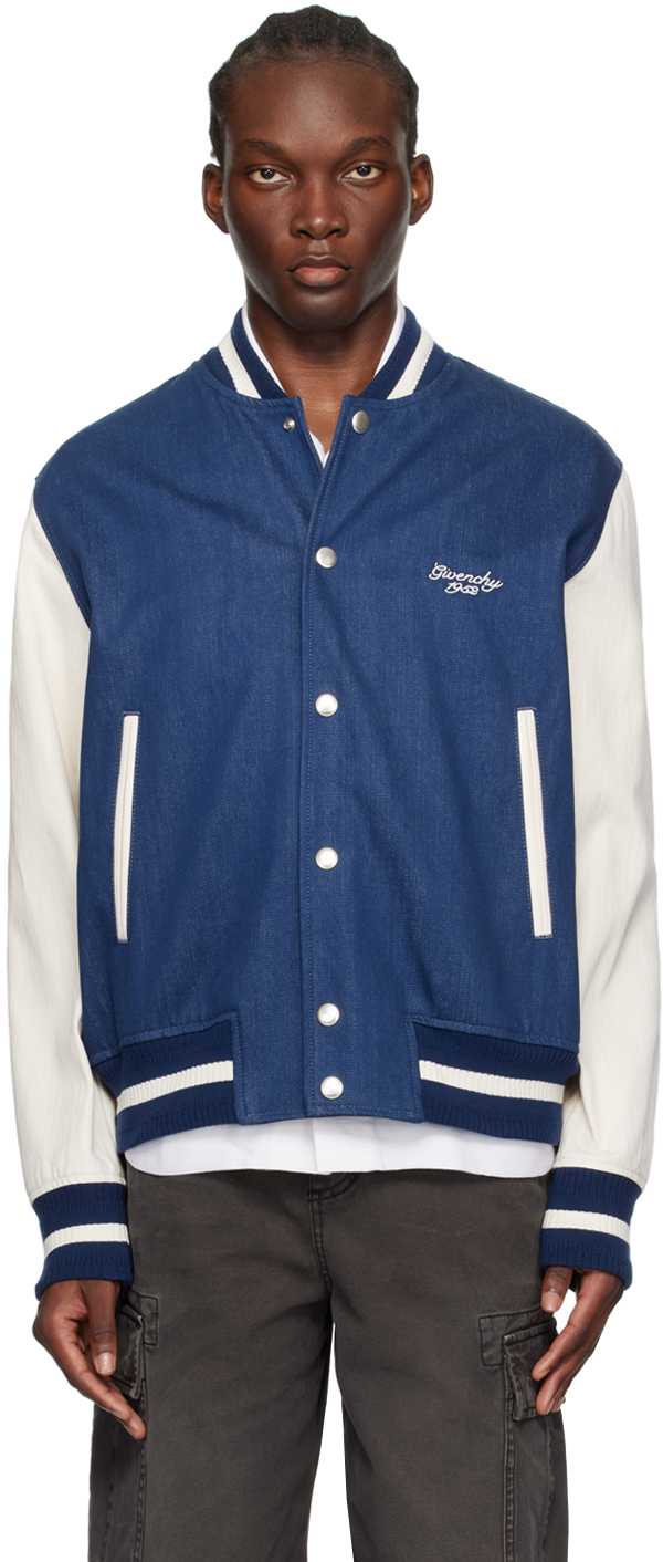 Blue & White '1952' Denim Bomber Jacket