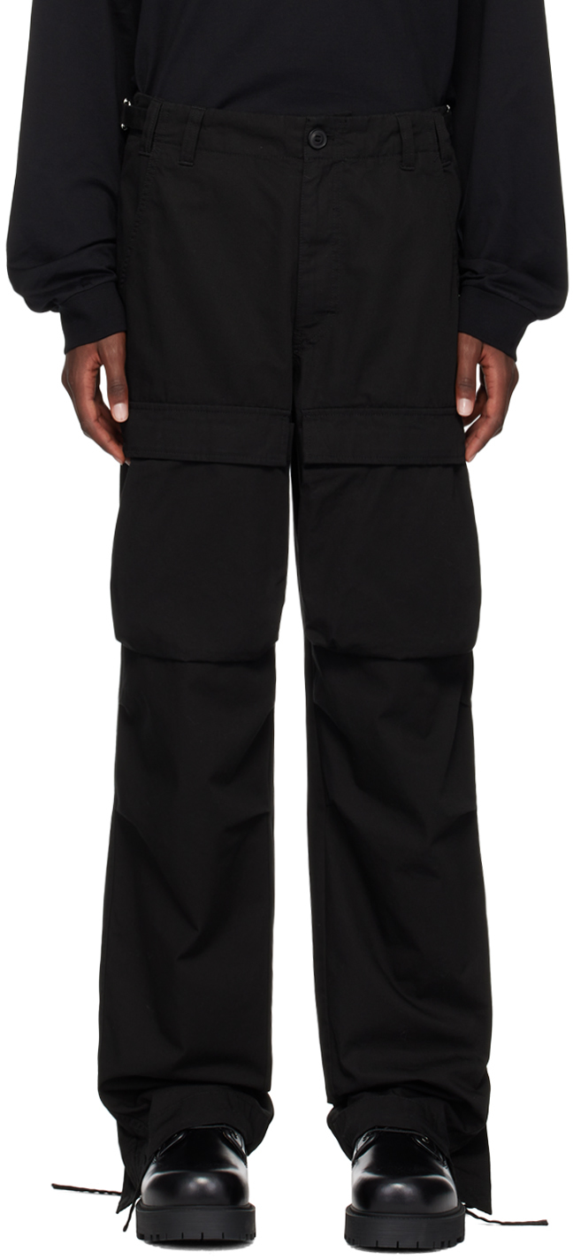 Shop Givenchy Black Flap Pocket Cargo Pants In 001-black