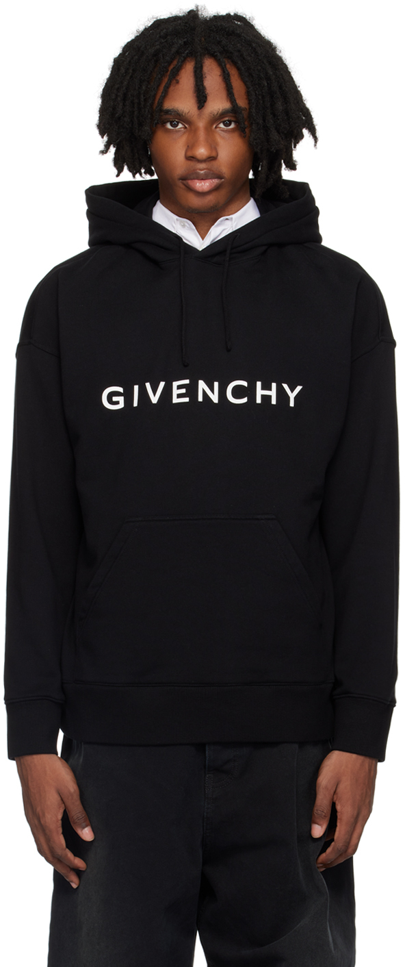 Shop Givenchy Black Archetype Hoodie In 001-black