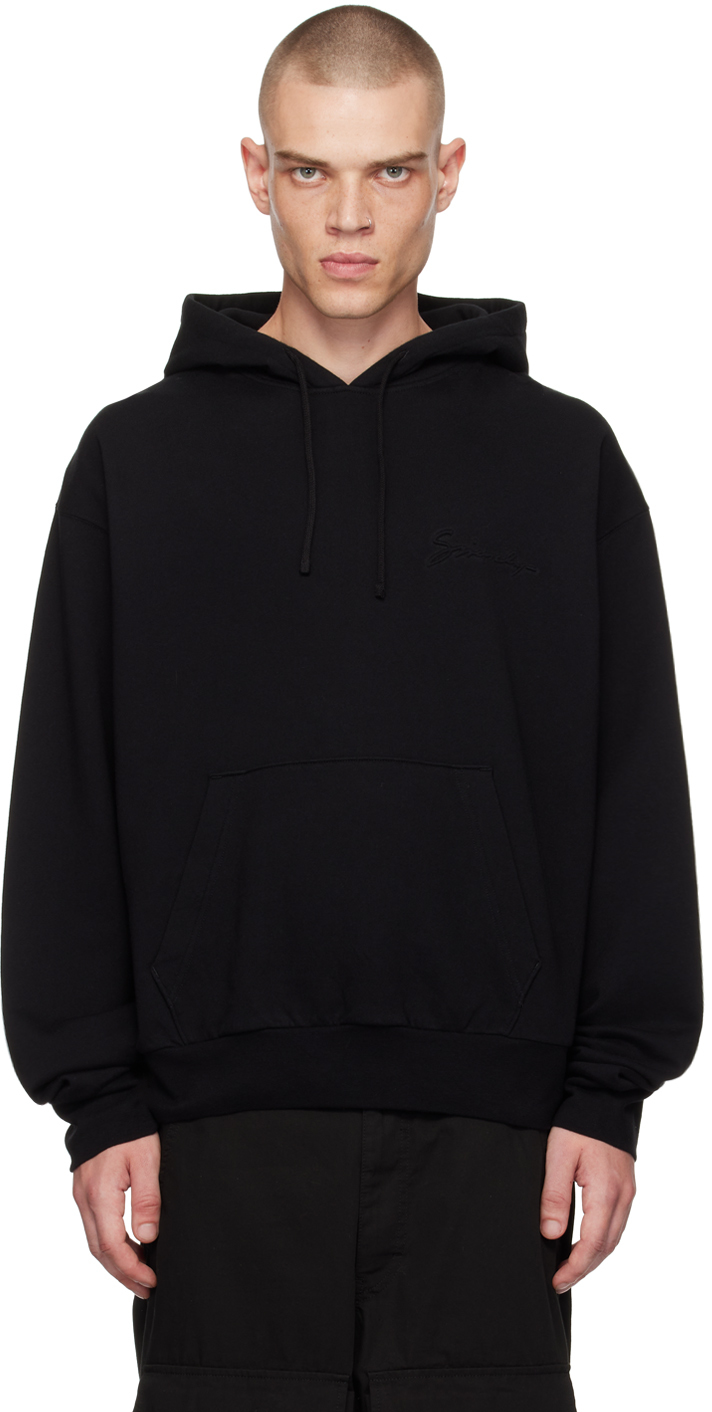 Black Embossed Signature Hoodie