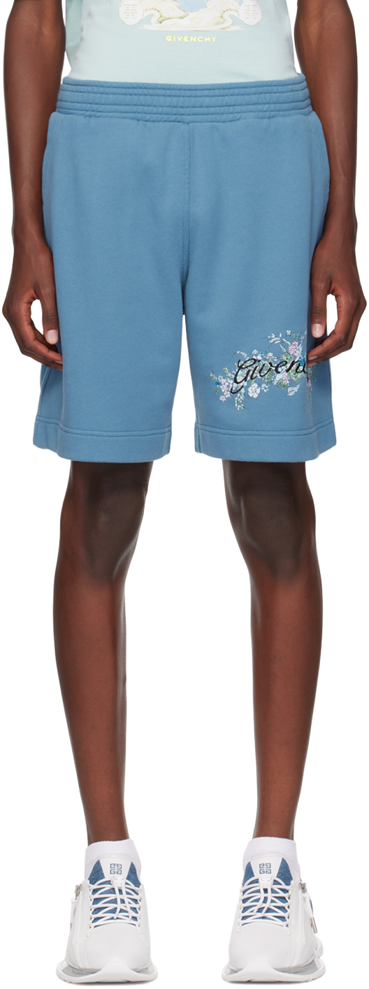 Blue Floral Logo Shorts