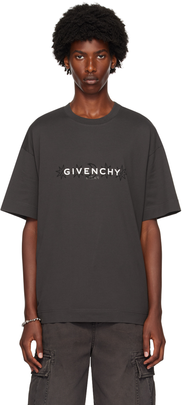 Shop Givenchy Gray Stars Logo T-shirt In 209-rosewood