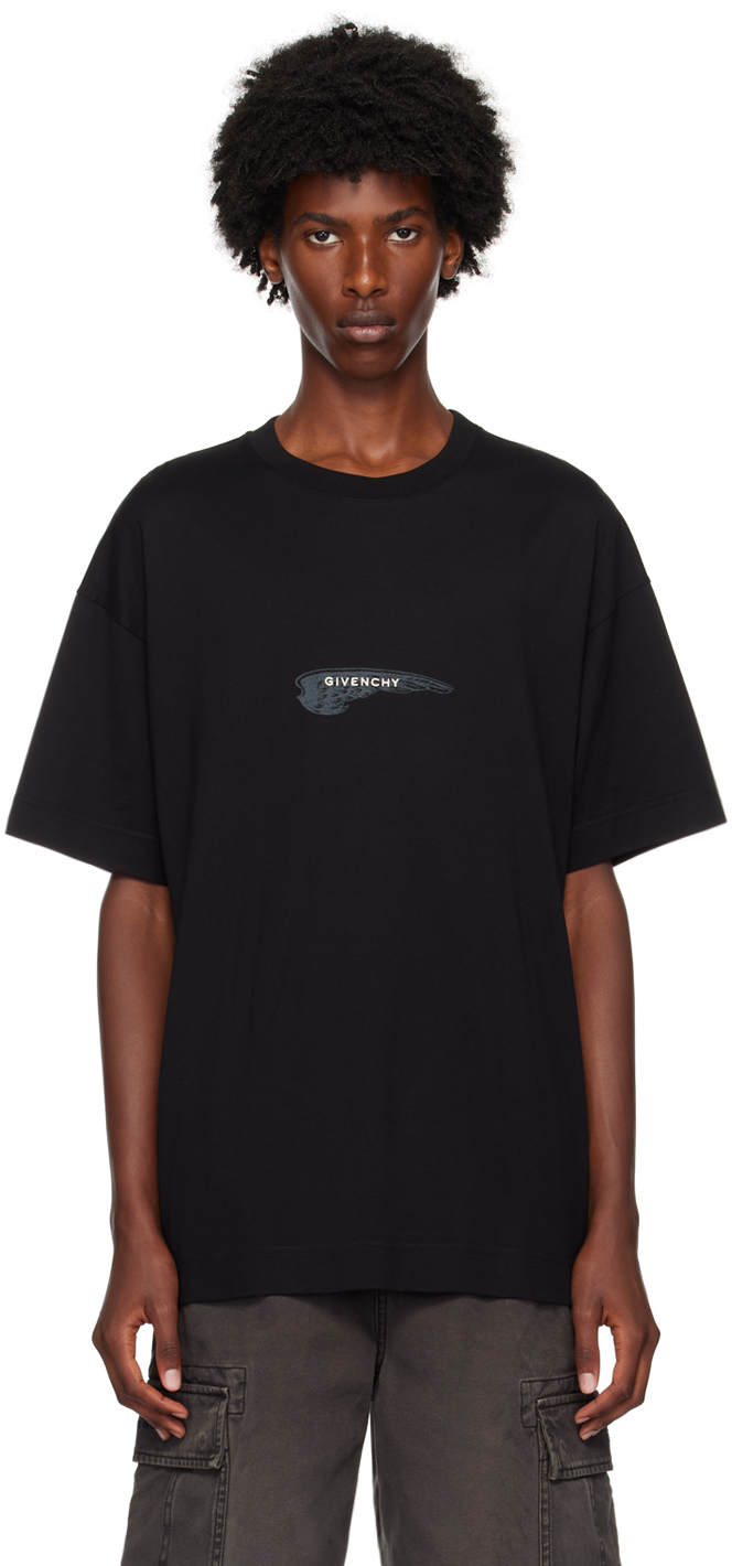 Shop Givenchy Black Wing Logo T-shirt In 001-black